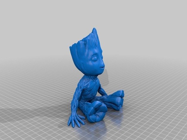 베이비 그루트 3D 프린터 출력, 거친 질감 그대로