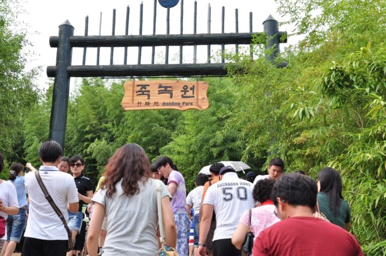 담양 죽녹원 입구, 대나무로 엮은 문과 현판