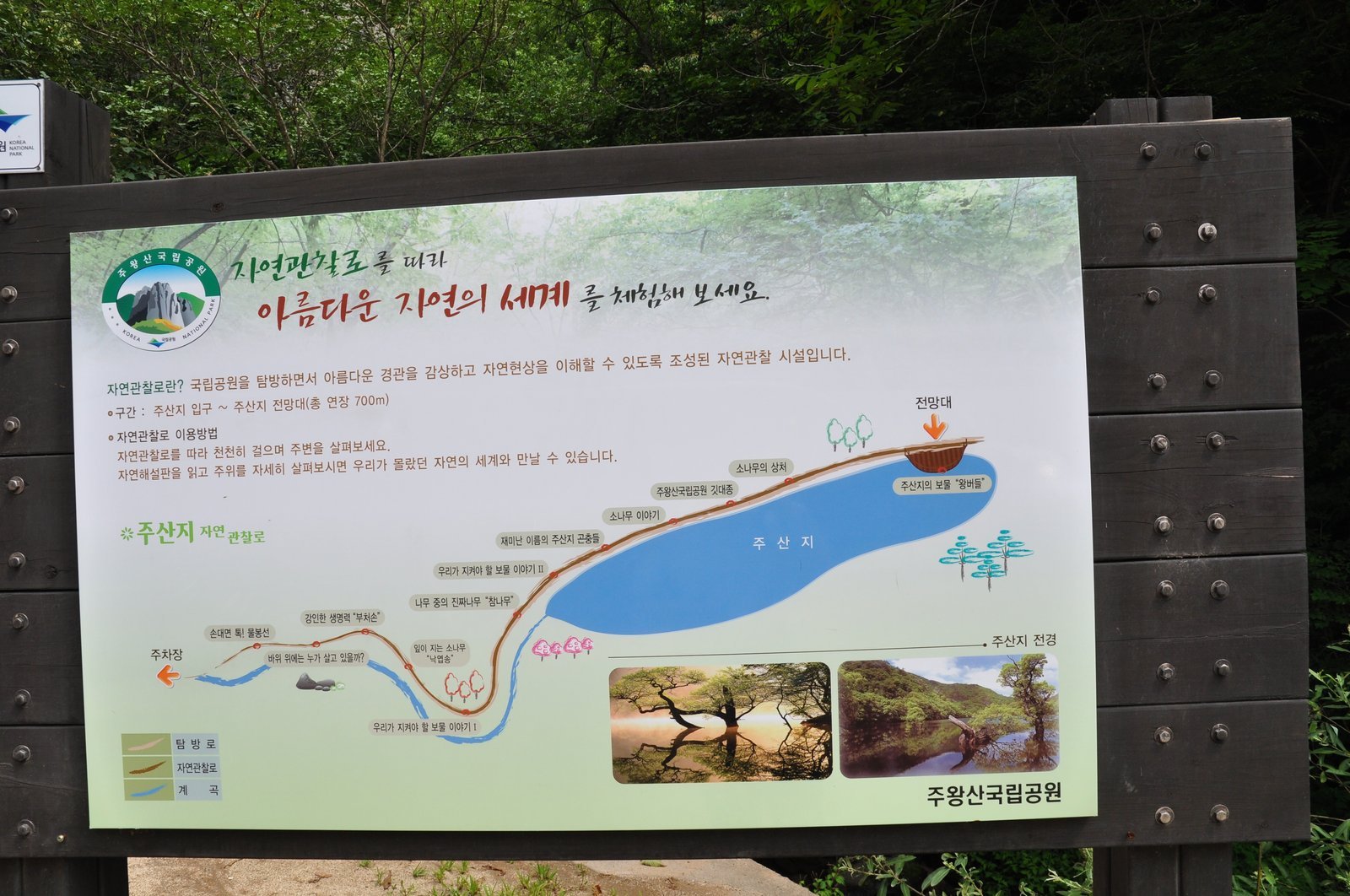 주산지 자연관찰로 안내판